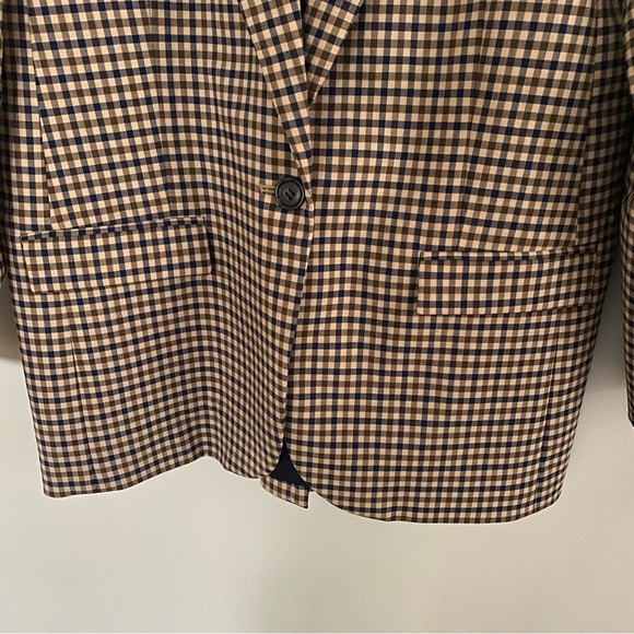 J. Crew Alfie Honey Plaid Italian Wool Stretch Blazer Size 10 NWOT Tollegno 1900 - Picture 5 of 16
